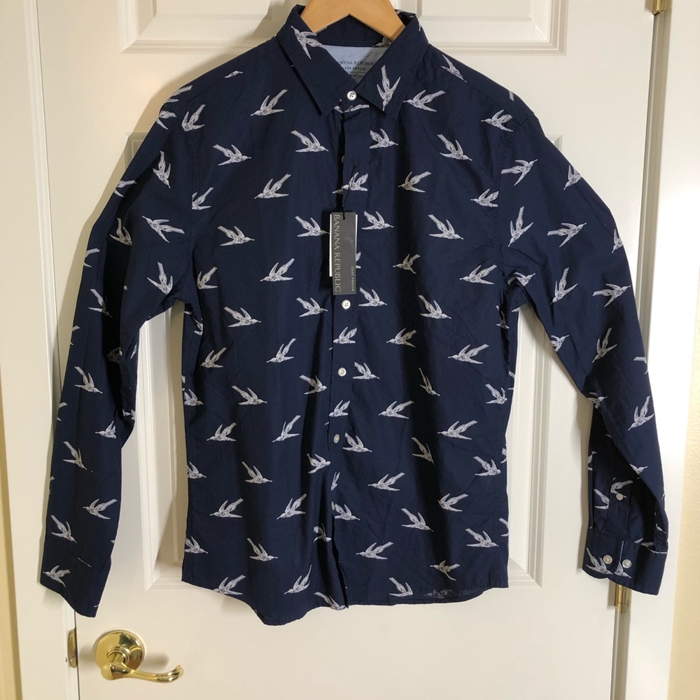 NEW Banana Republic LUXE Poplin untuck slim fit